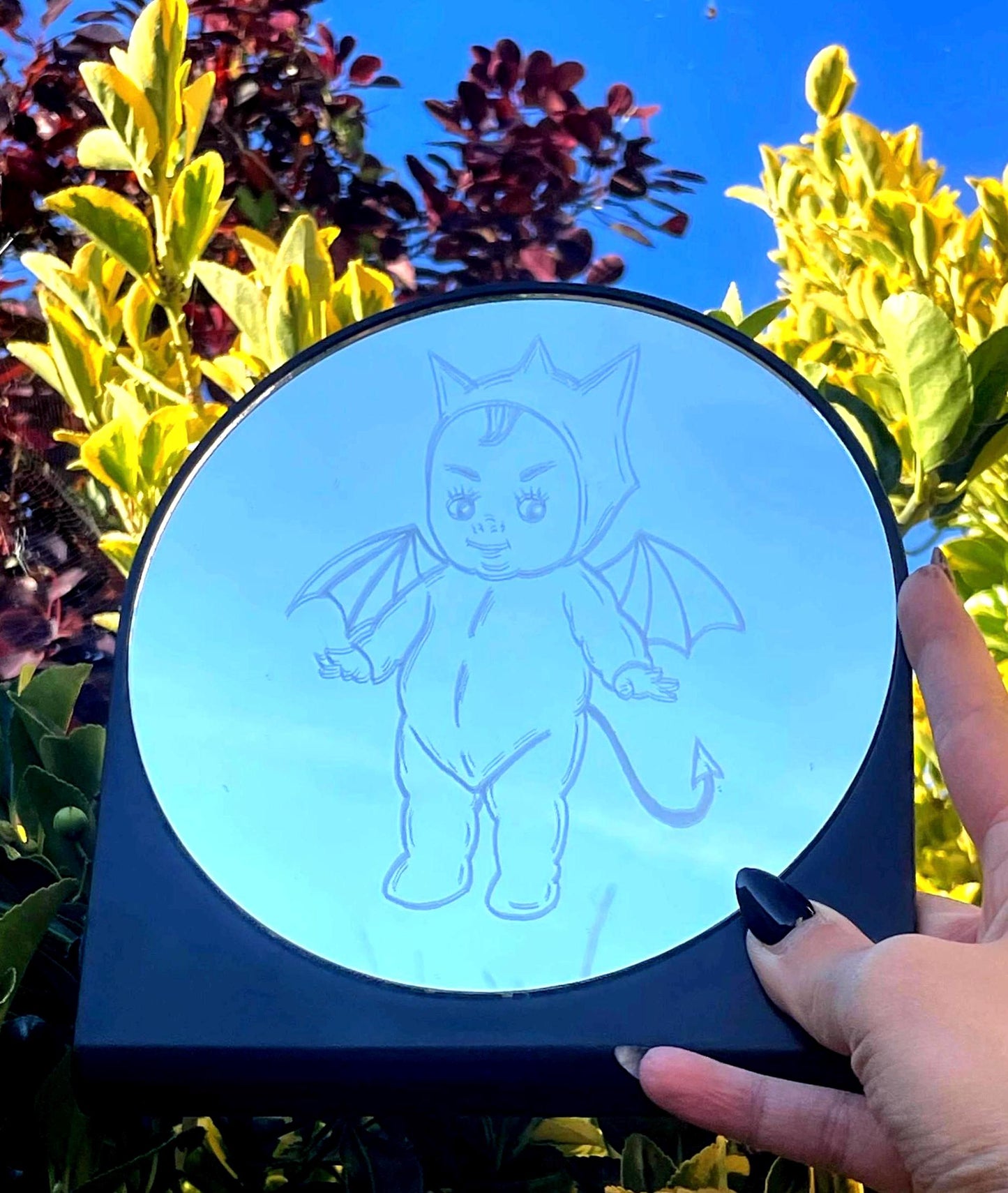 Hand Engraved Baby Devil Mirror