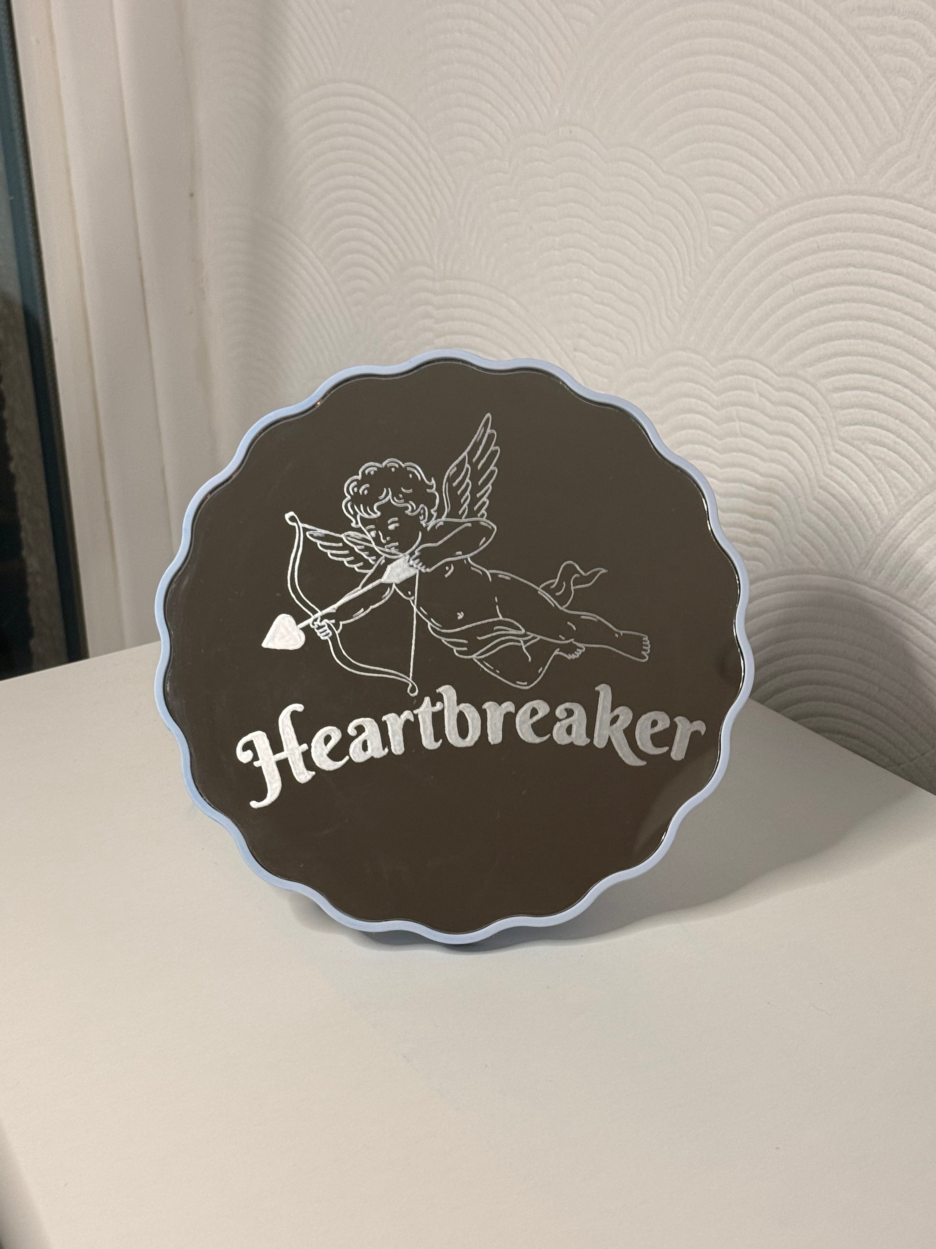 Heartbreaker Cupid Engraved Mirror – Vintage Romantic Decor | Personalised Hand Engraved Home Decor Gift