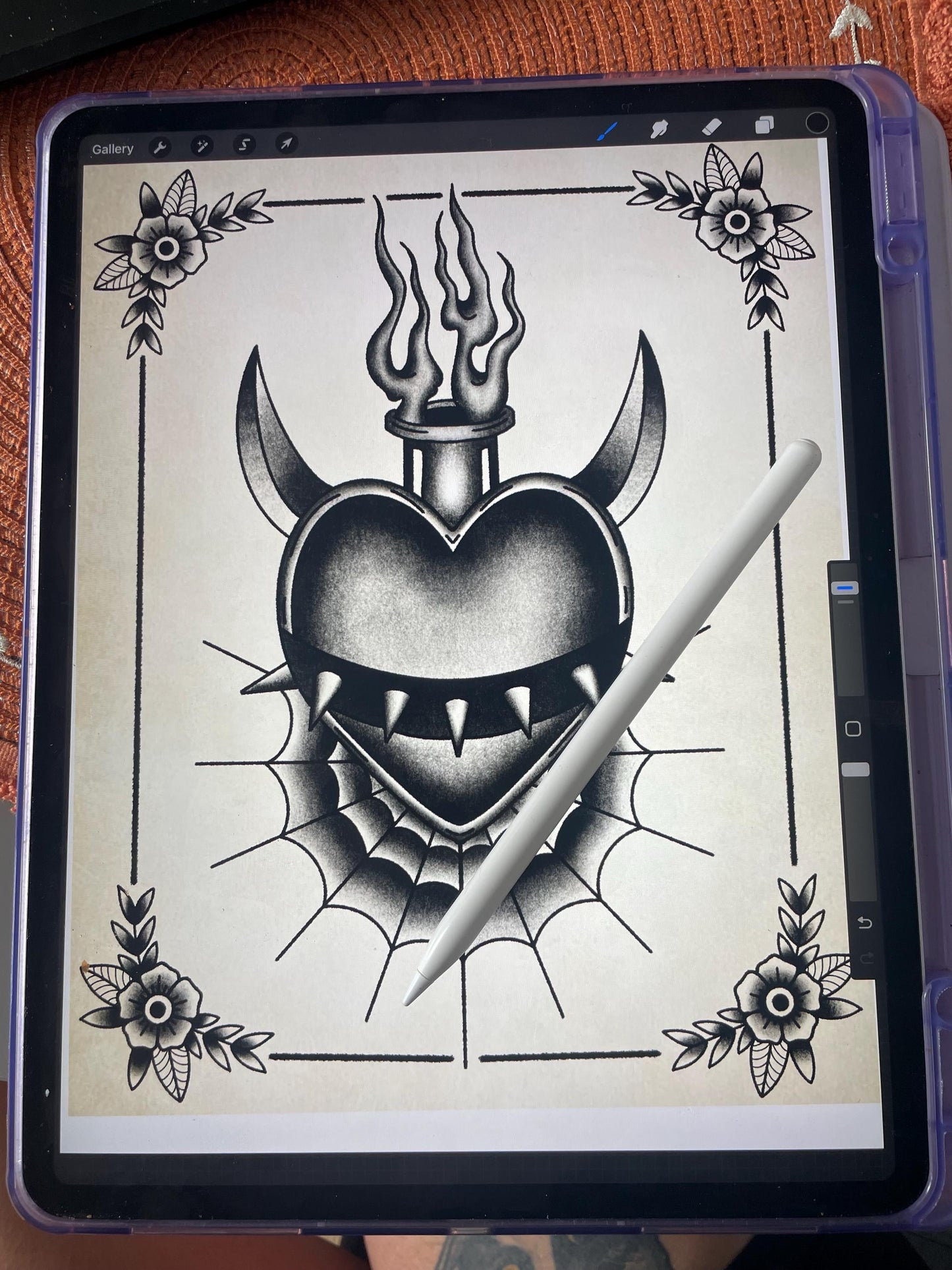Gothic Heart with Flames and Spikes | Tattoo Flash Inspired (Digital Print)