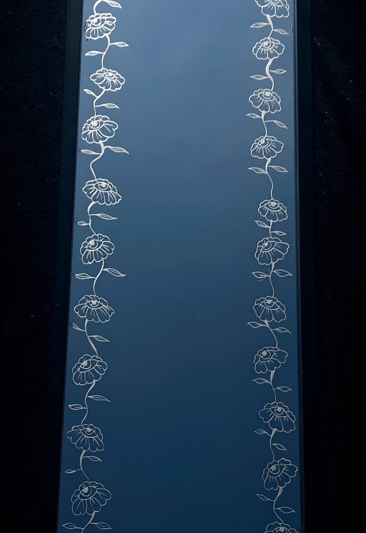Custom Hand Engraved Floral Full Length Mirror