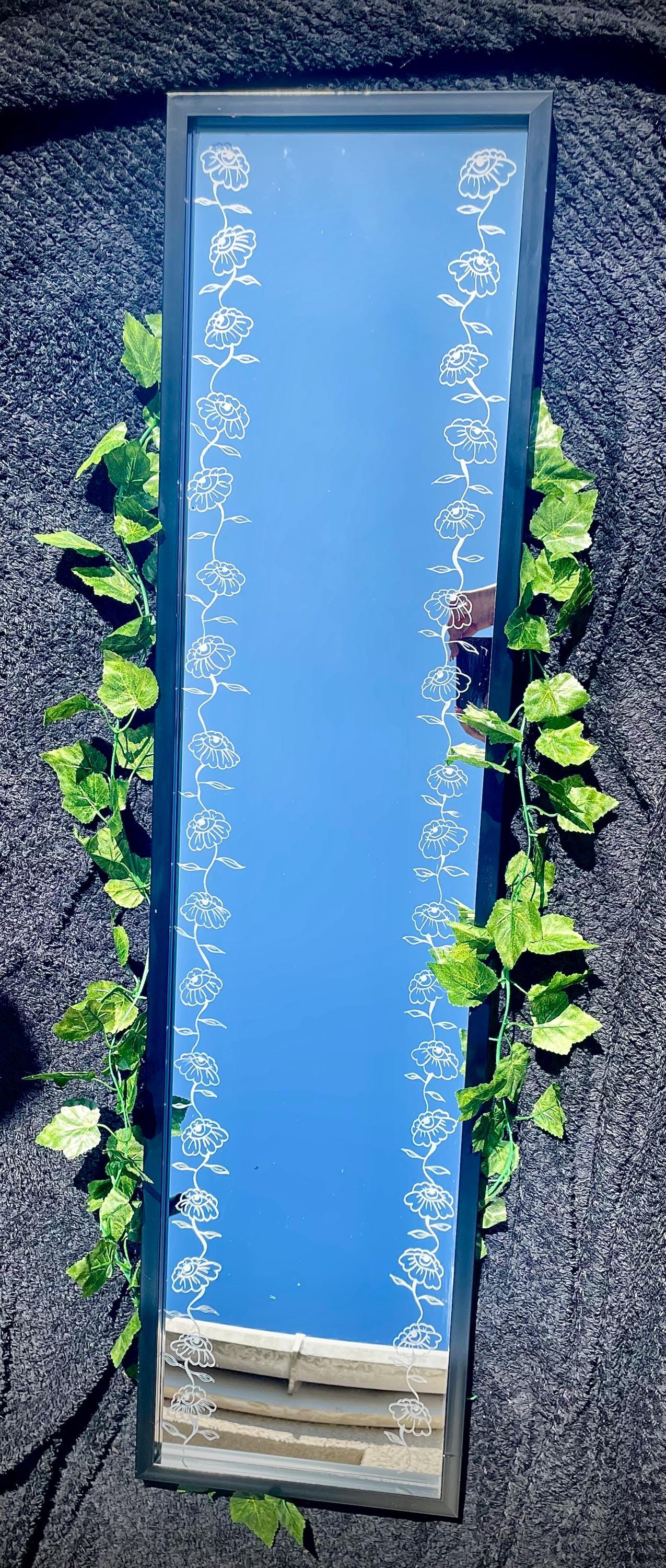 Custom Hand Engraved Floral Full Length Mirror