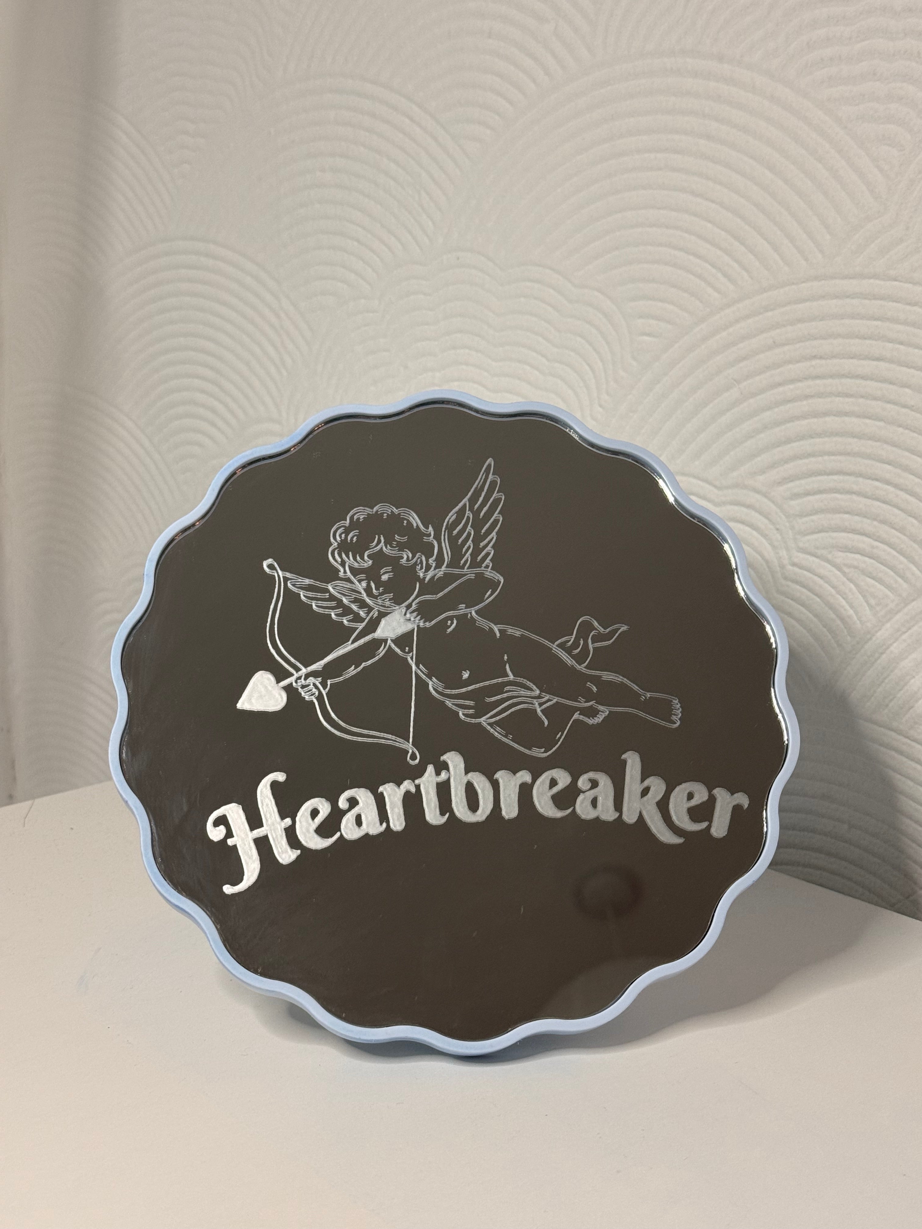 Heartbreaker Cupid Engraved Mirror – Vintage Romantic Decor | Personalised Hand Engraved Home Decor Gift