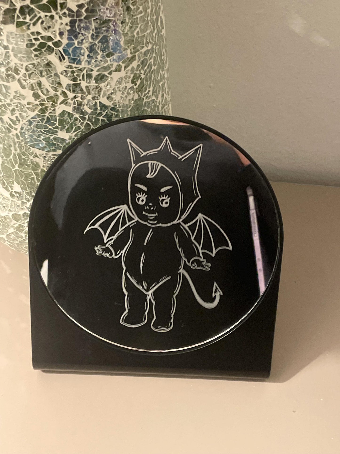 Hand Engraved Baby Devil Mirror