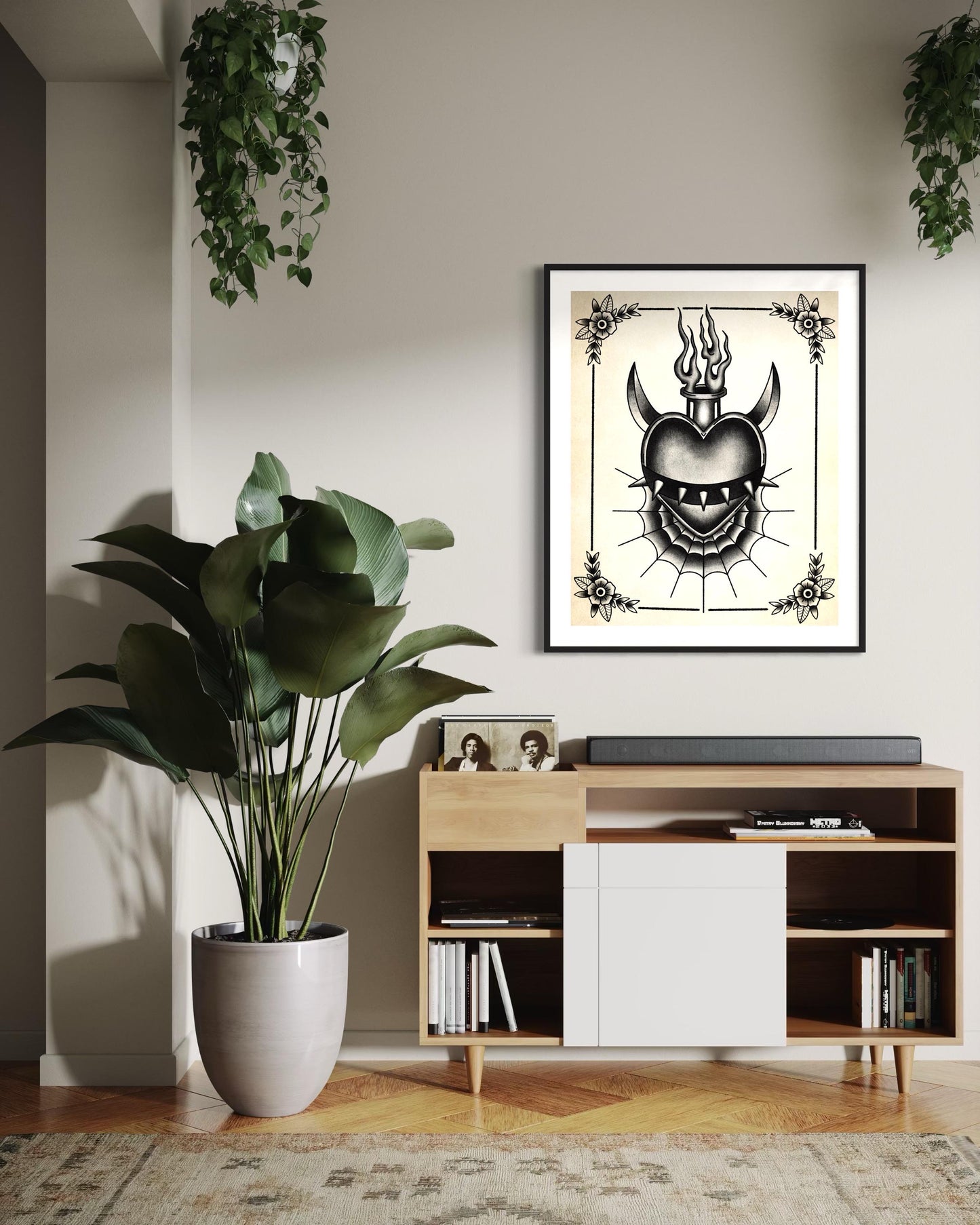 Gothic Heart with Flames and Spikes | Tattoo Flash Inspired (Digital Print)