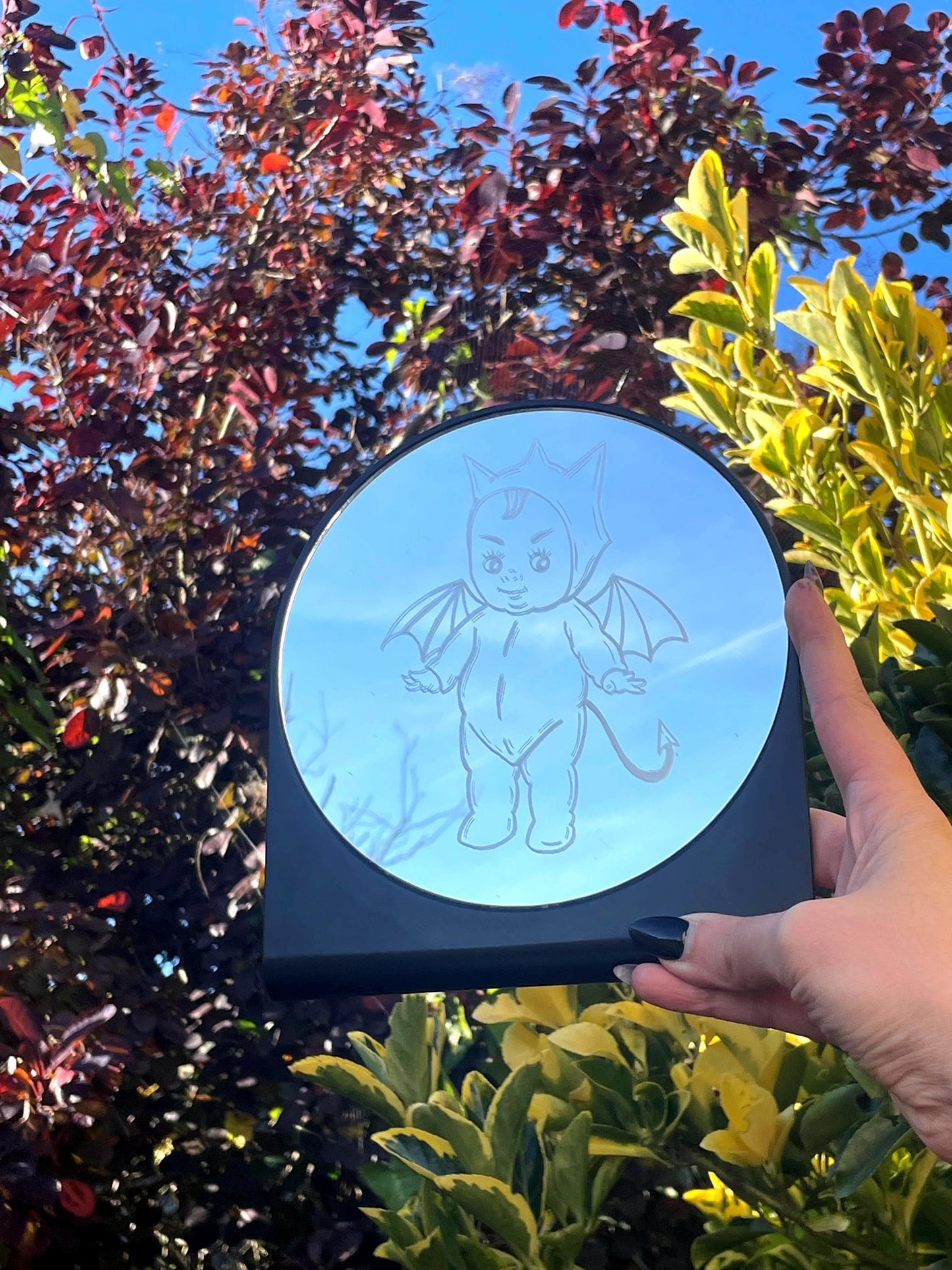 Hand Engraved Baby Devil Mirror