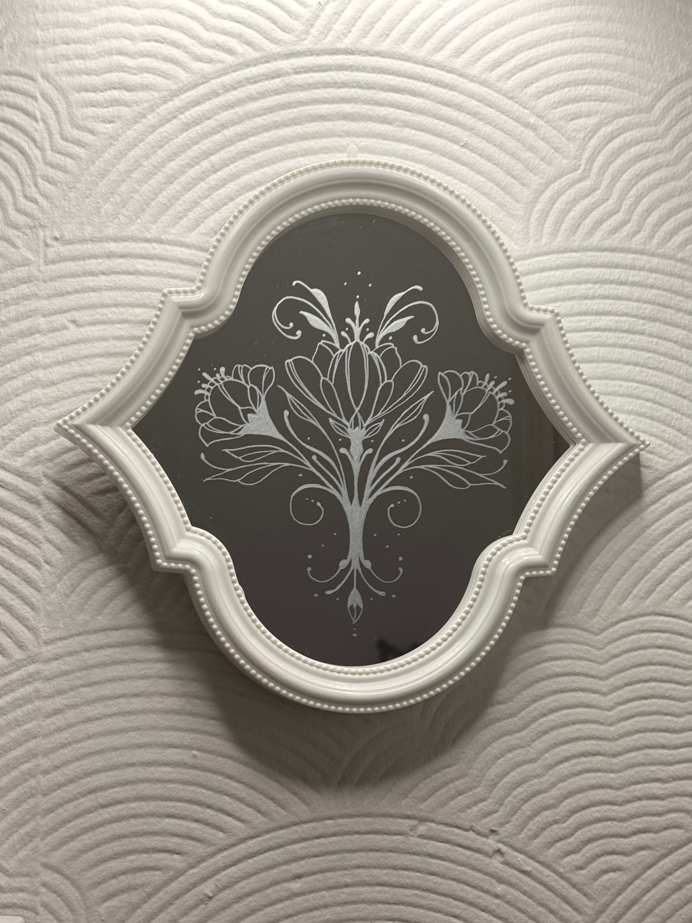 Hand-Engraved Floral Mirror - Vintage Wall Decor | Personalised Hand Engraved Home Decor Gift