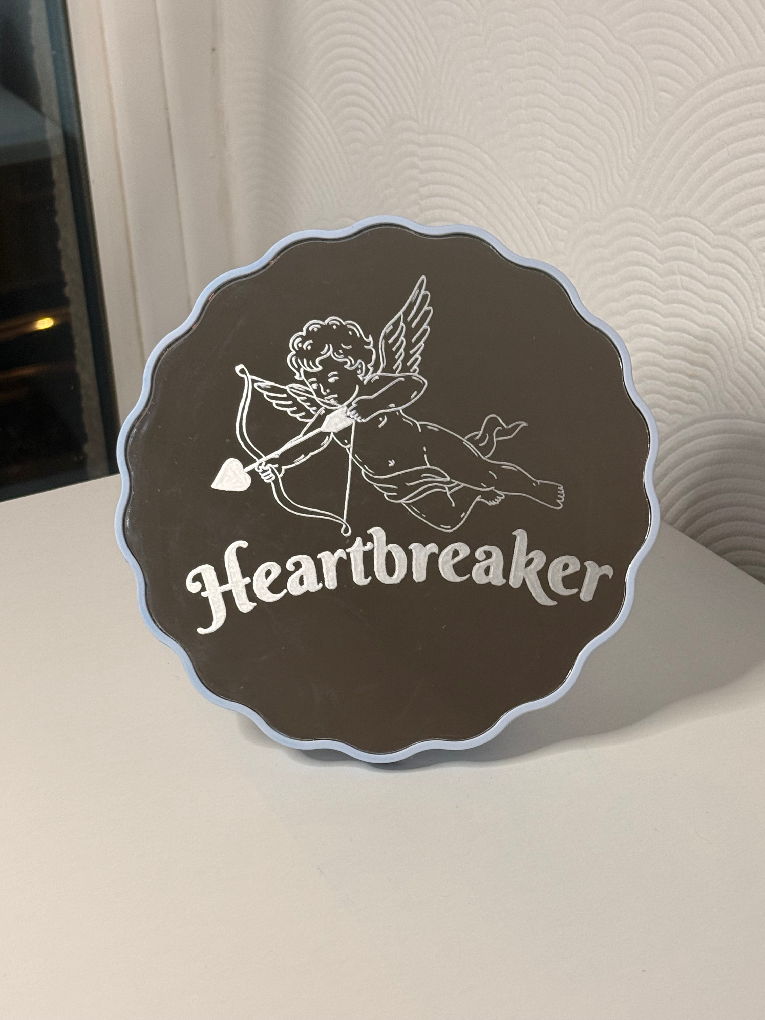 Heartbreaker Cupid Engraved Mirror – Vintage Romantic Decor | Personalised Hand Engraved Home Decor Gift