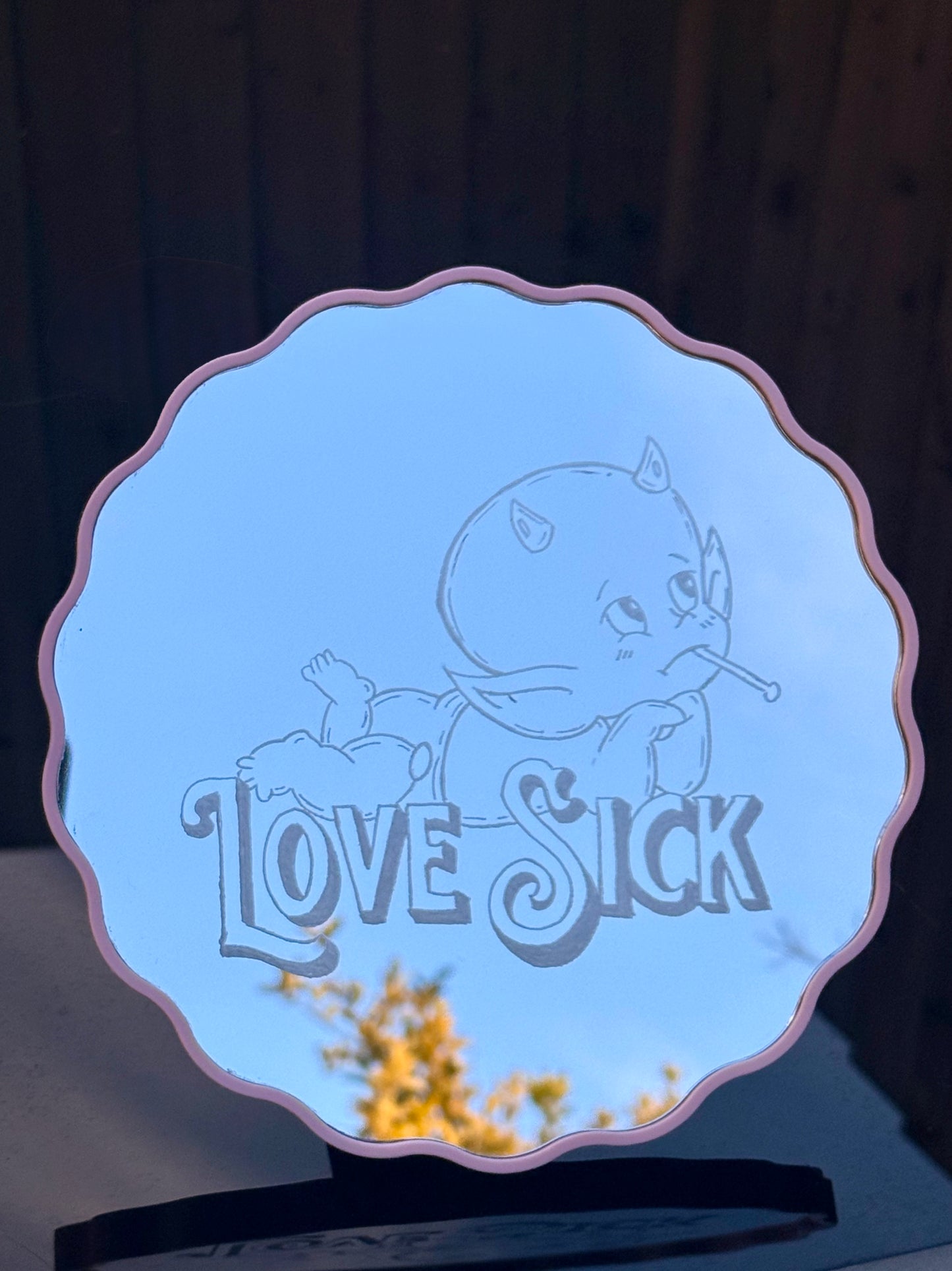 Hand Engraved Baby Devil Mirror | Alternative Valentine's Gift | Home Decor