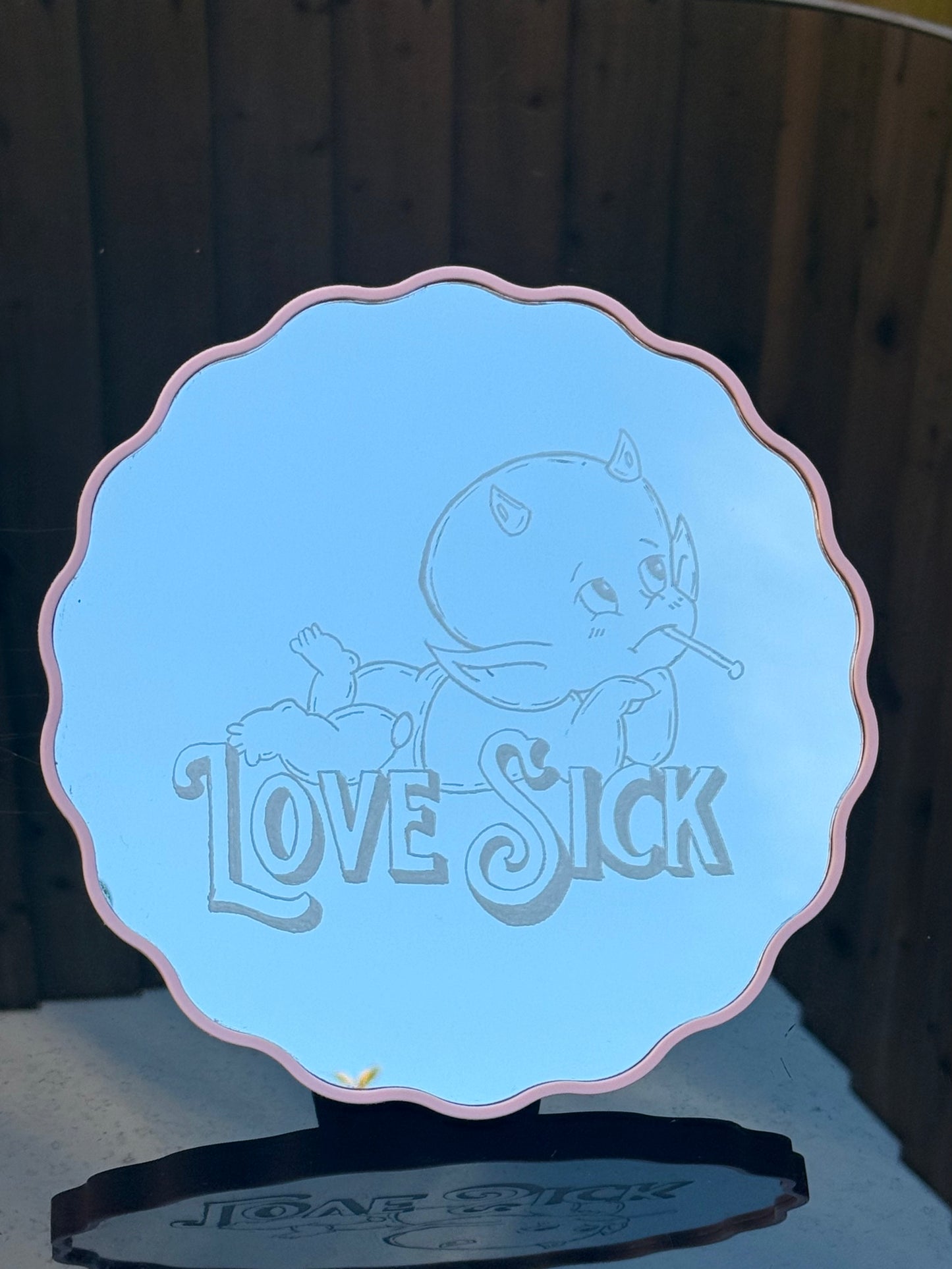 Hand Engraved Baby Devil Mirror | Alternative Valentine's Gift | Home Decor