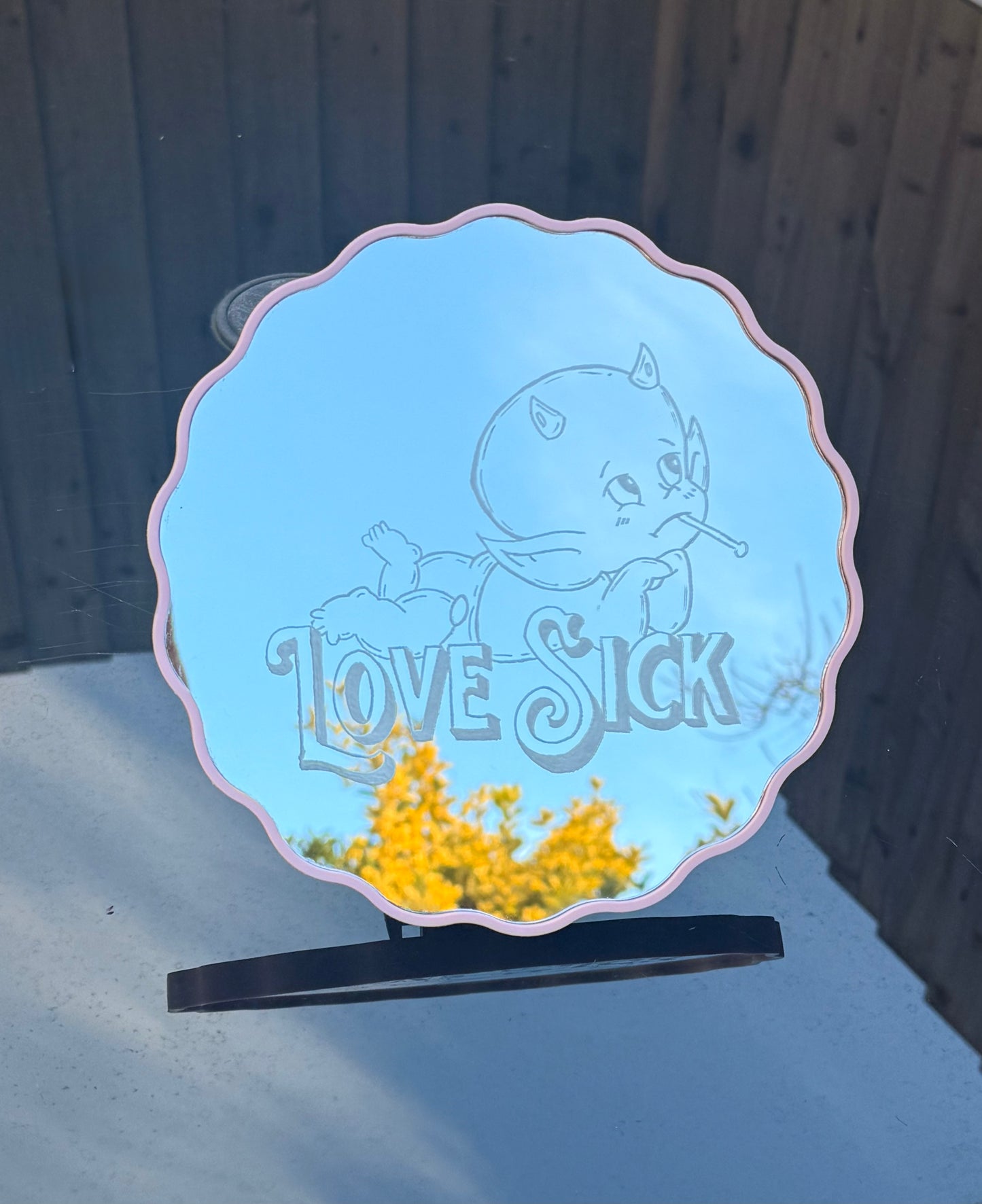 Hand Engraved Baby Devil Mirror | Alternative Valentine's Gift | Home Decor