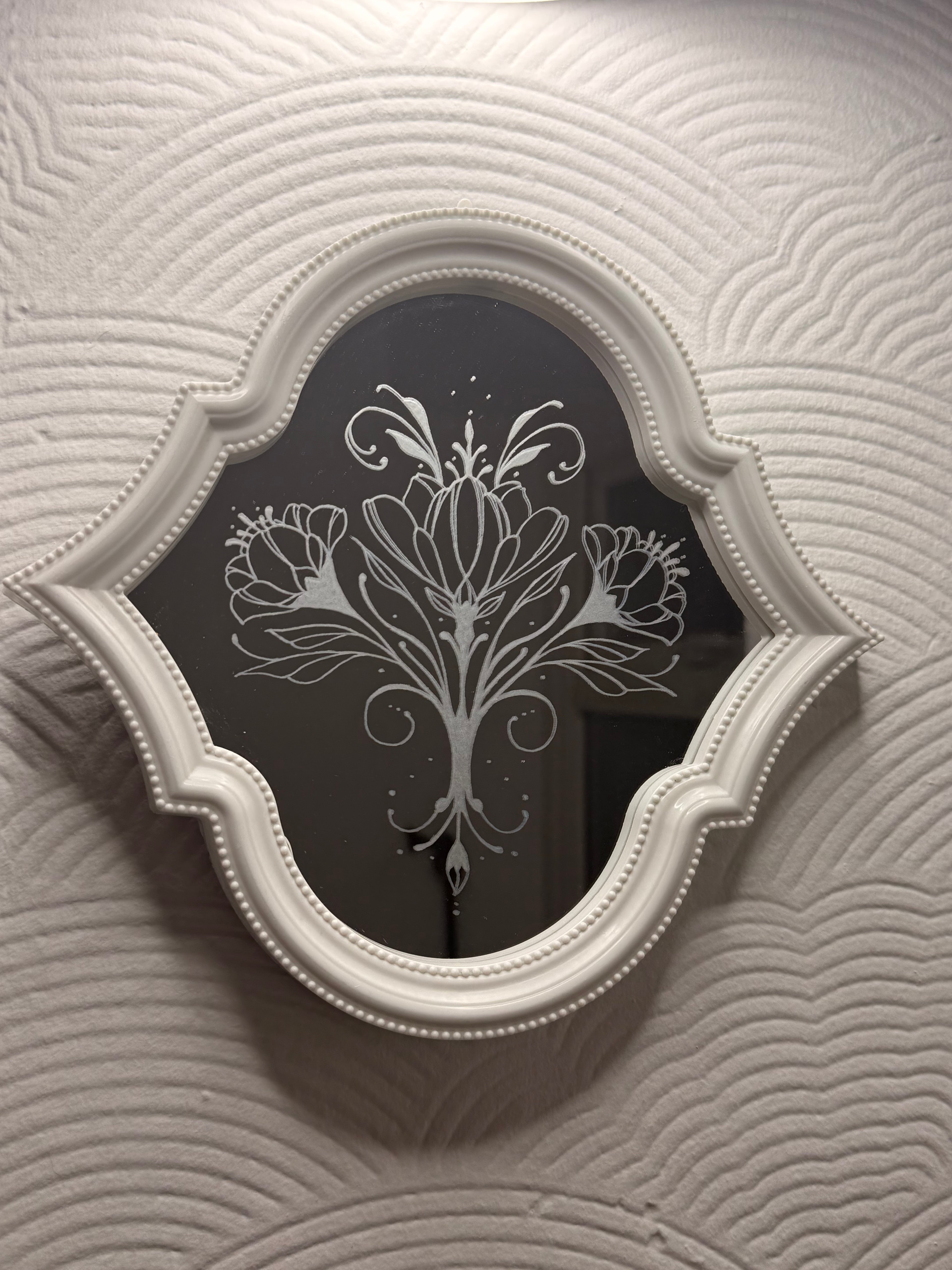 Hand Engraved Floral Mirror Set of 3 – Vintage Wall Art | Personalised Hand Engraved Home Decor Gift