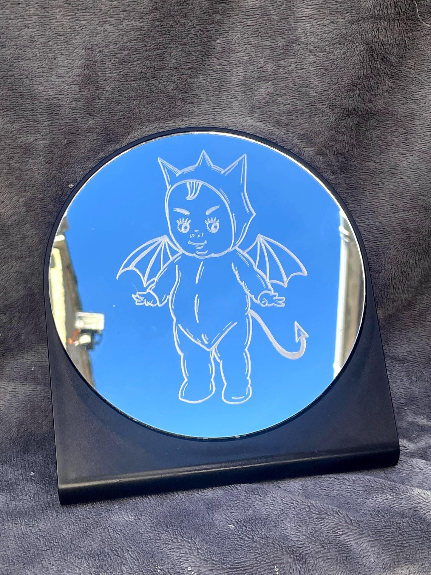 Hand Engraved Baby Devil Mirror