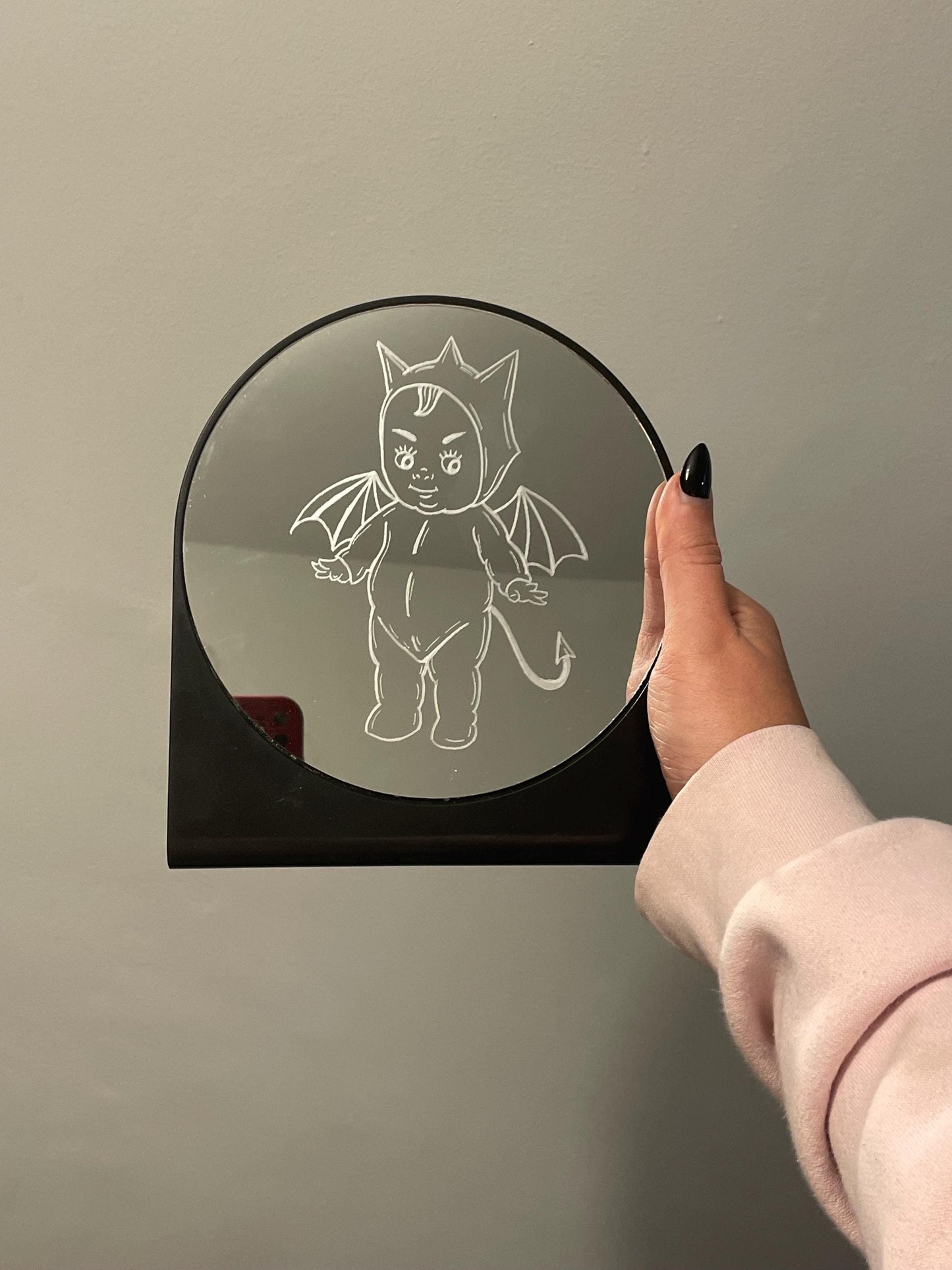 Hand Engraved Baby Devil Mirror