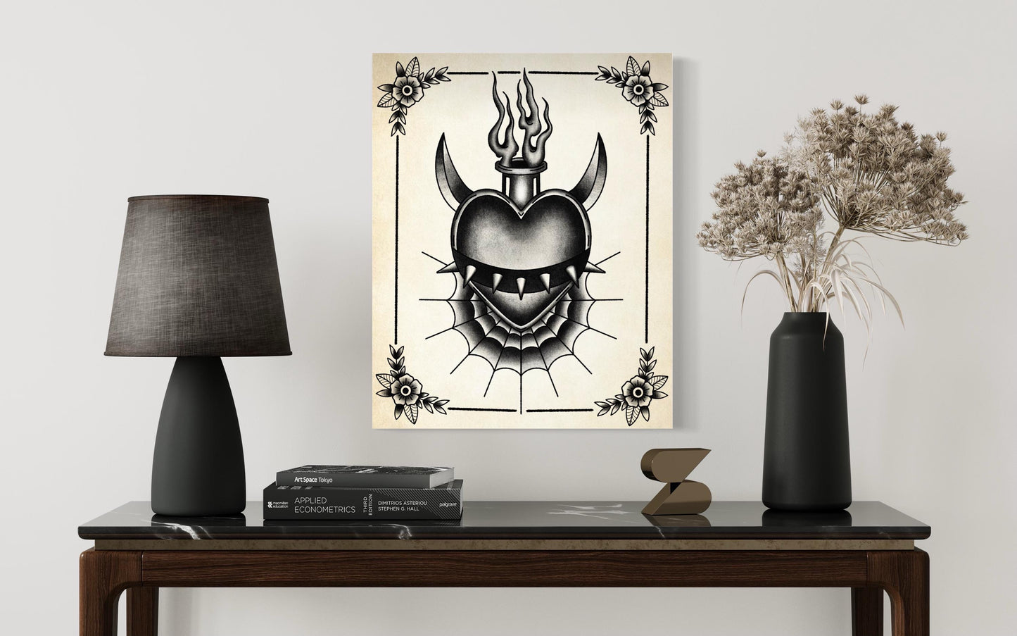 Gothic Heart with Flames and Spikes | Tattoo Flash Inspired (Digital Print)