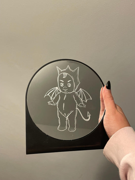 Hand Engraved Baby Devil Mirror