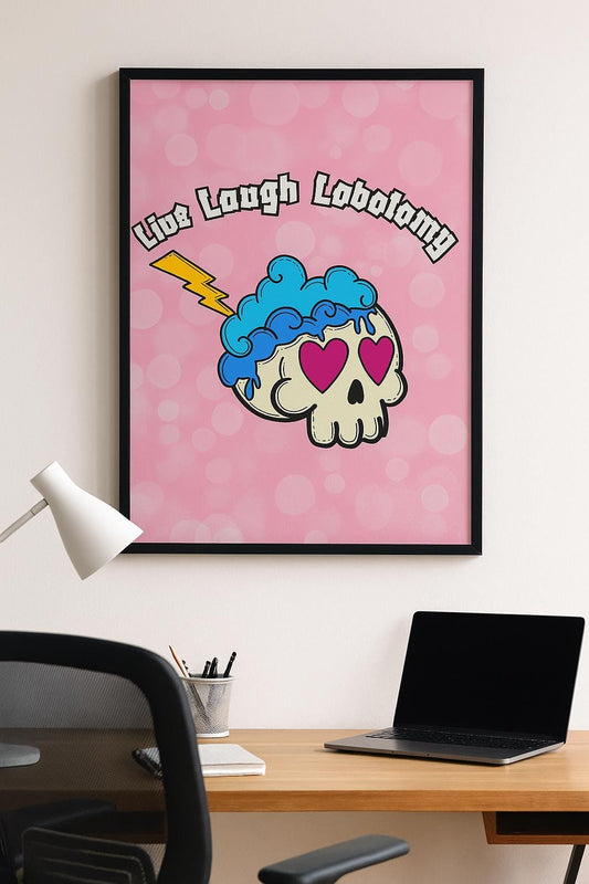 Live Laugh Lobotomy Poster: Pastel Punk Skull Print (Digital Print)